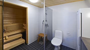 Douche, sĂšche-cheveux, serviettes fournies