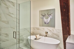 Suite (LoDo) | Bathroom | Designer toiletries, hair dryer, bathrobes, slippers - The Crawford Hotel (Denver)
