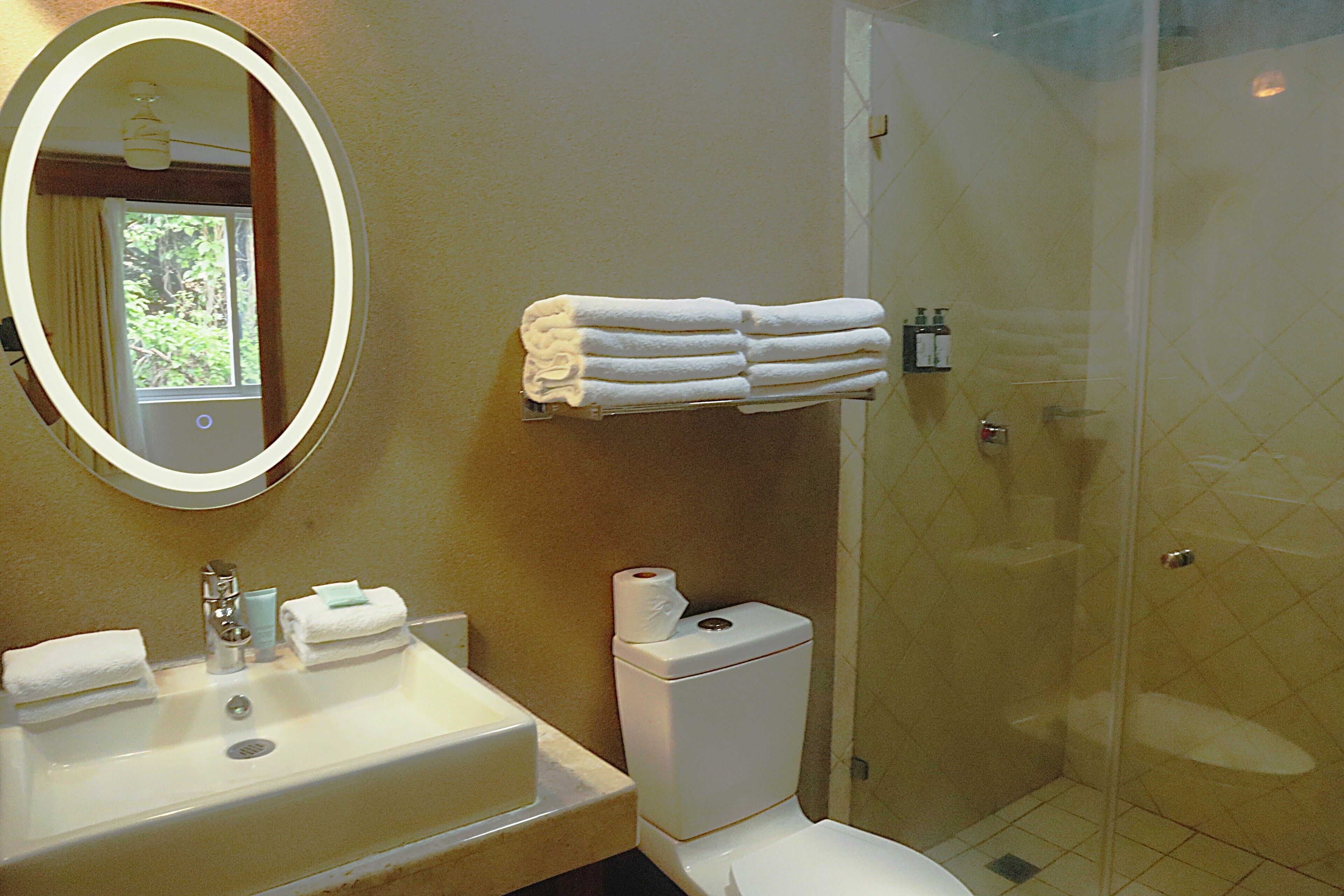 standard room | bathroom | shower, free toiletries, hair dryer, bathrobes
