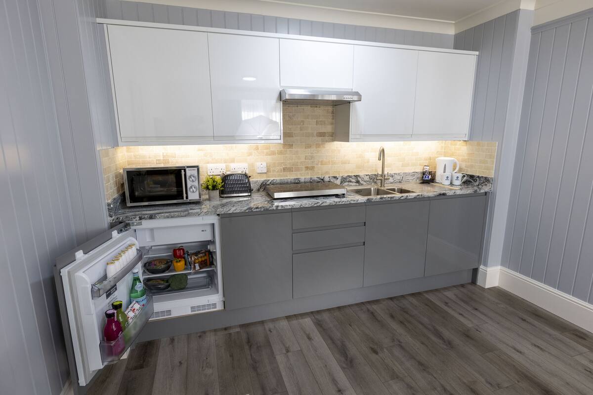 standard studio, 1 king bed, non smoking, kitchenette (walk-in shower) | private kitchen | coffee/tea maker, electric kettle