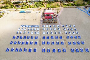 Sun loungers, beach umbrellas