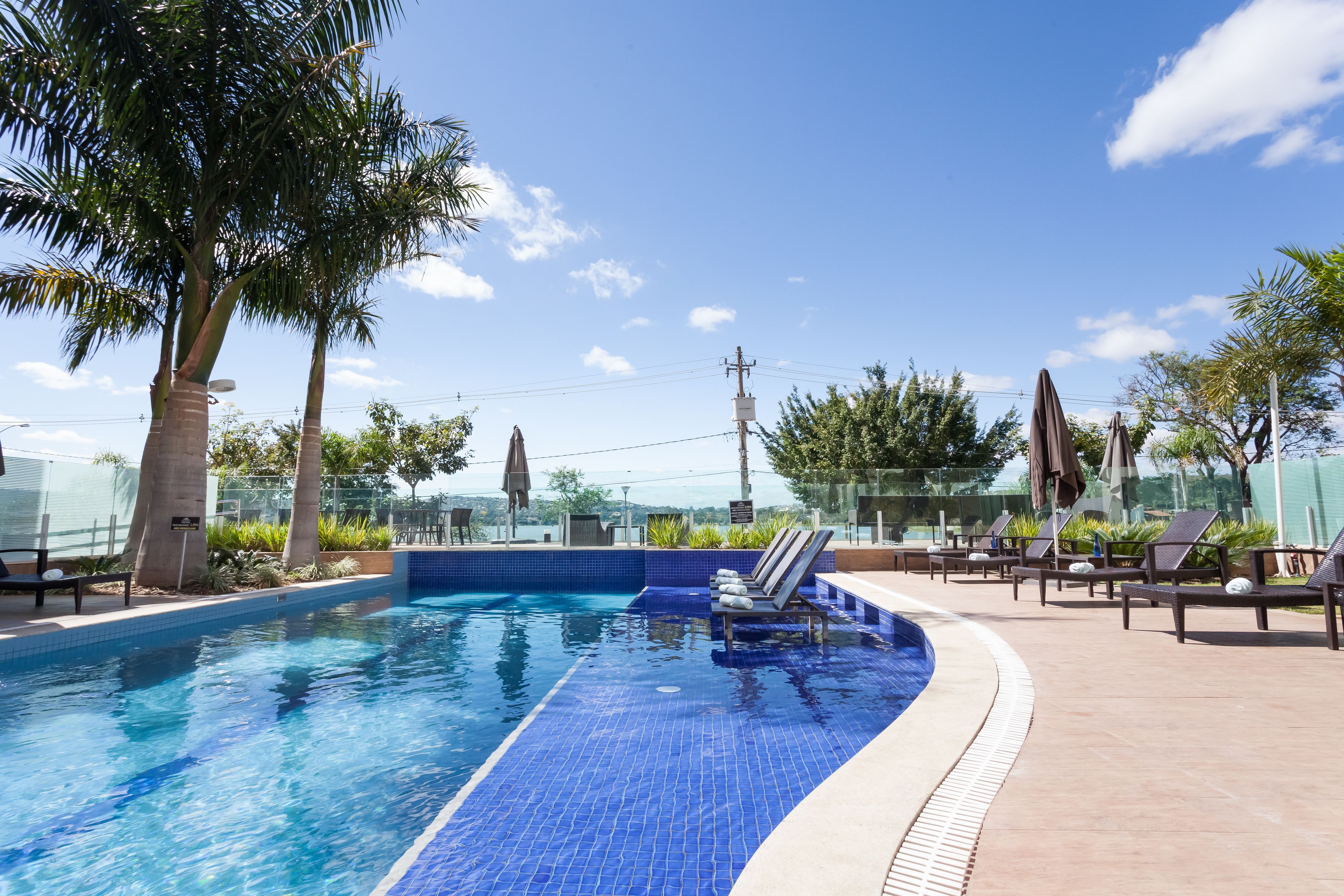 outdoor pool, pool loungers