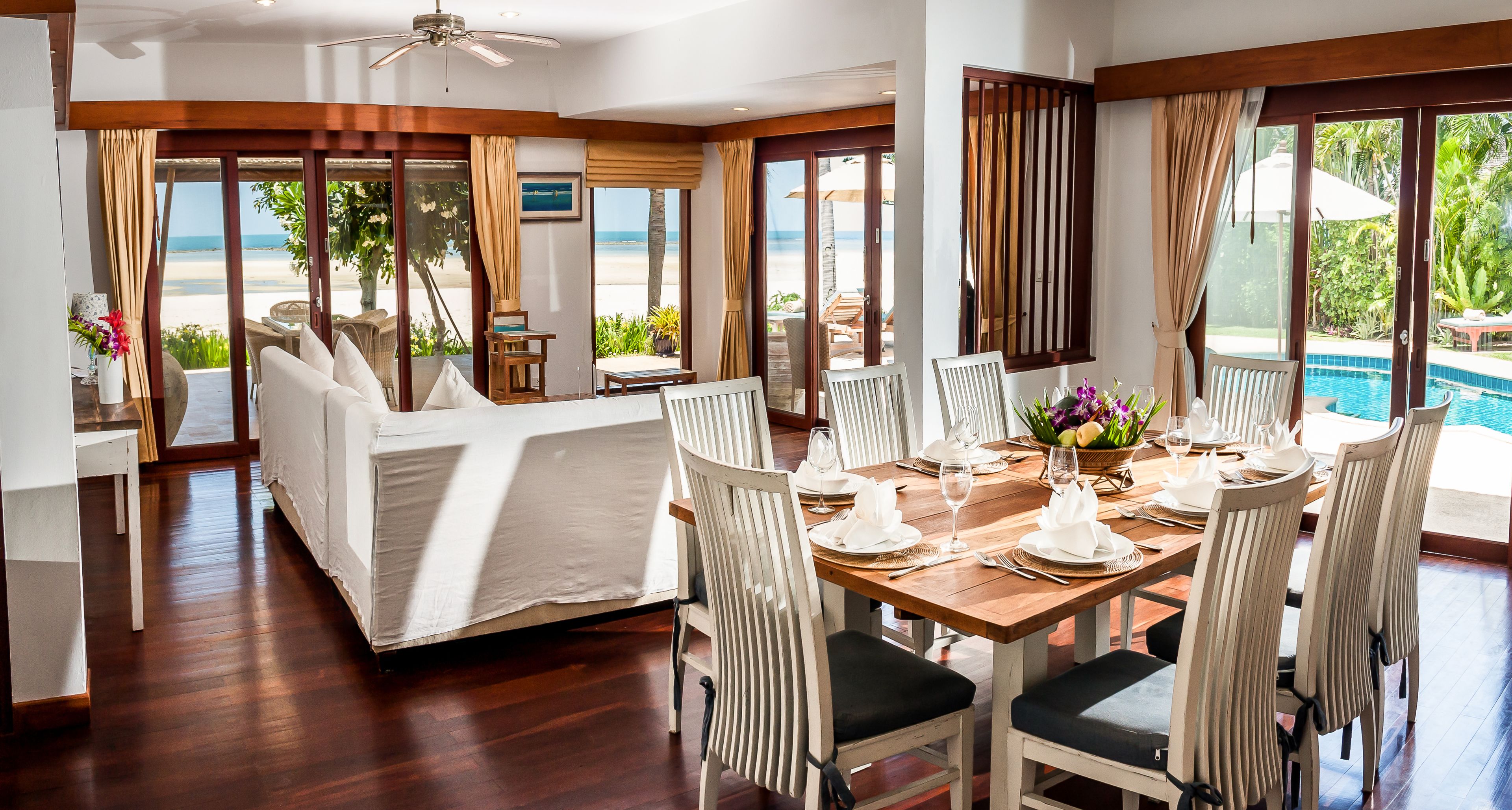 luxury villa, 4 bedrooms, beachfront | living area | flat-screen tv, dvd player, ipod dock