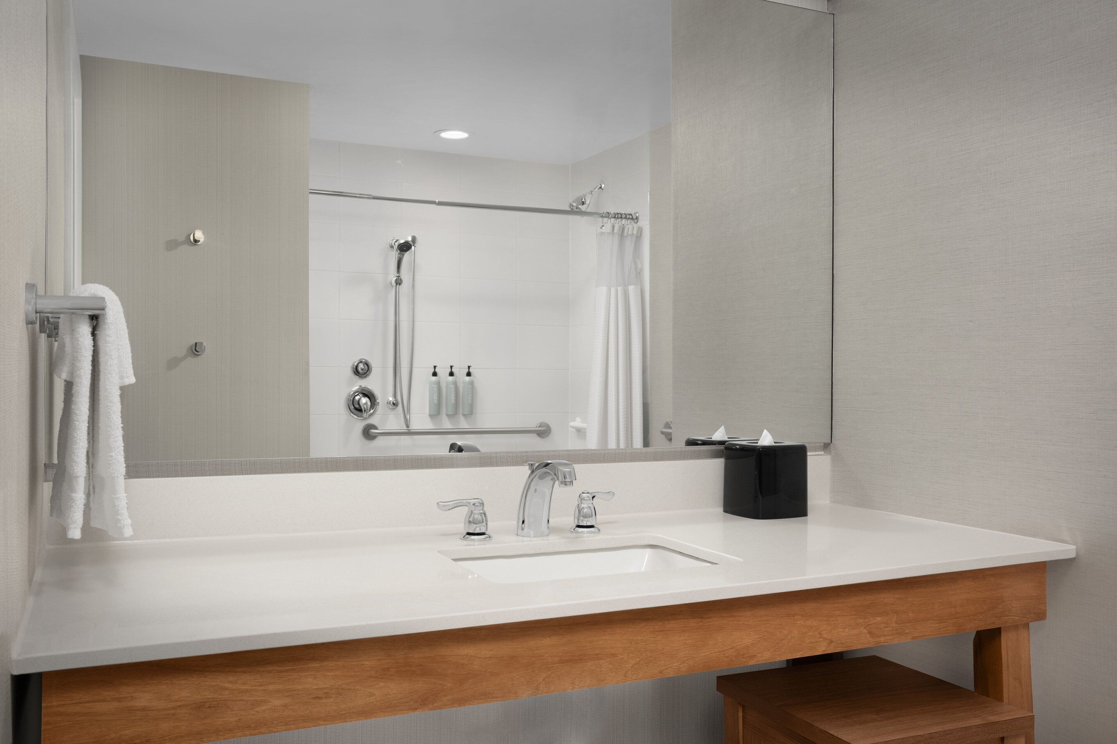 room, 1 king bed with sofa bed | bathroom | shower, hair dryer, towels