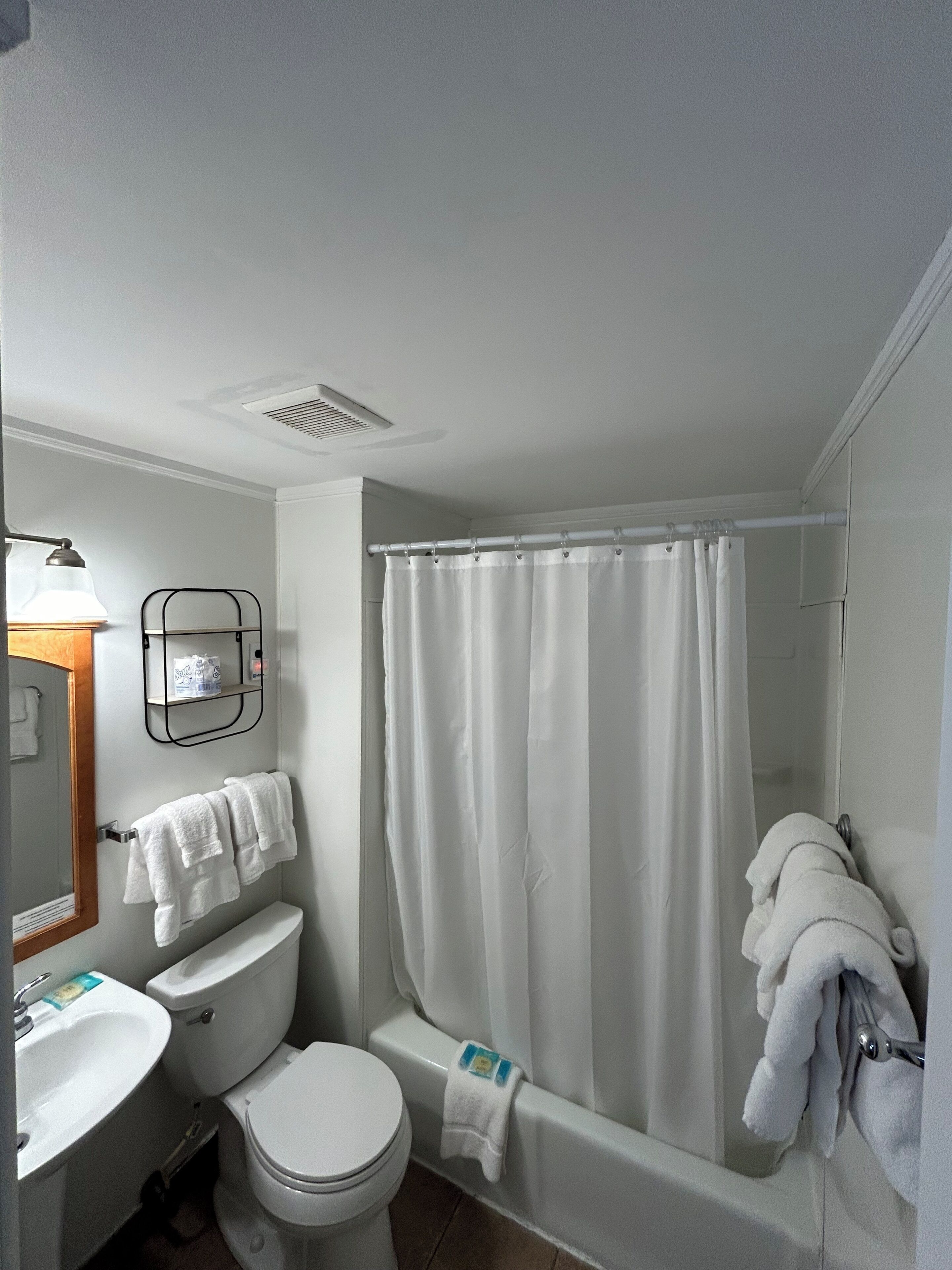 Family Room, Multiple Beds | Bathroom | Combined shower/tub, hair dryer, towels