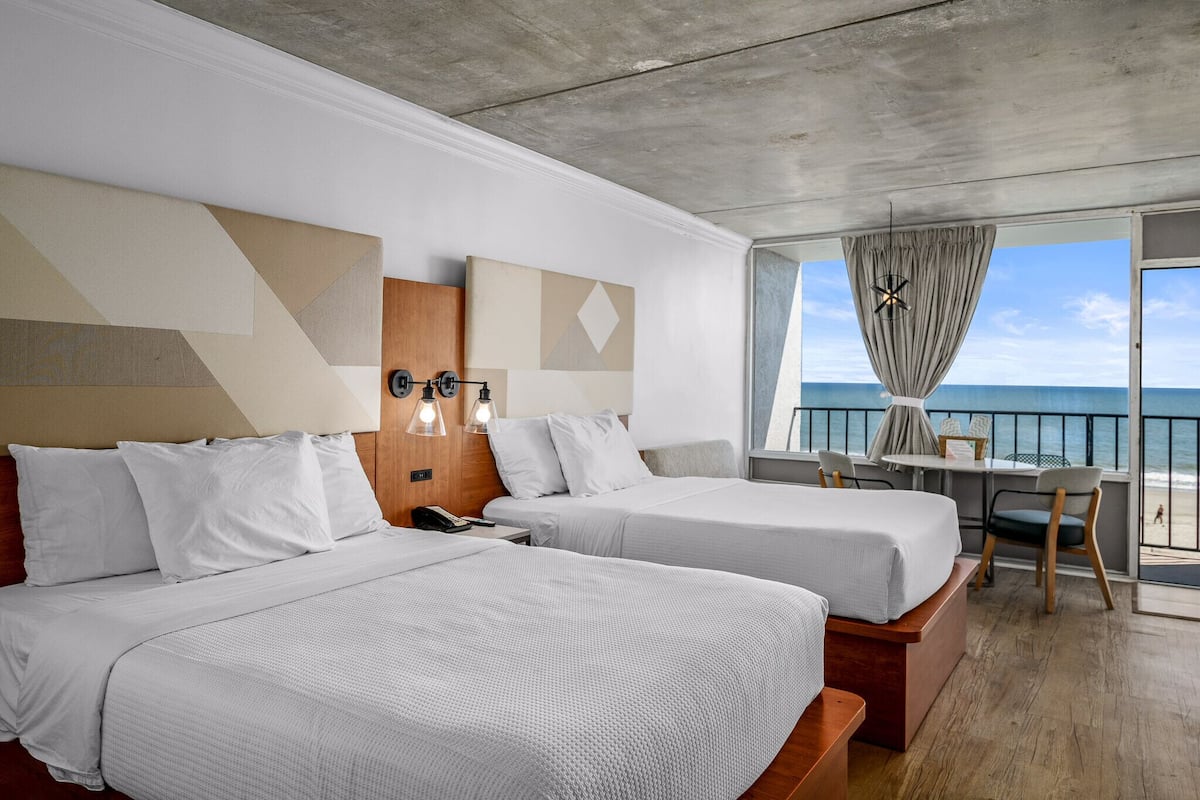 Standard Room, 2 Double Beds, Balcony, Ocean View | 1 bedroom, premium bedding, in-room safe, desk