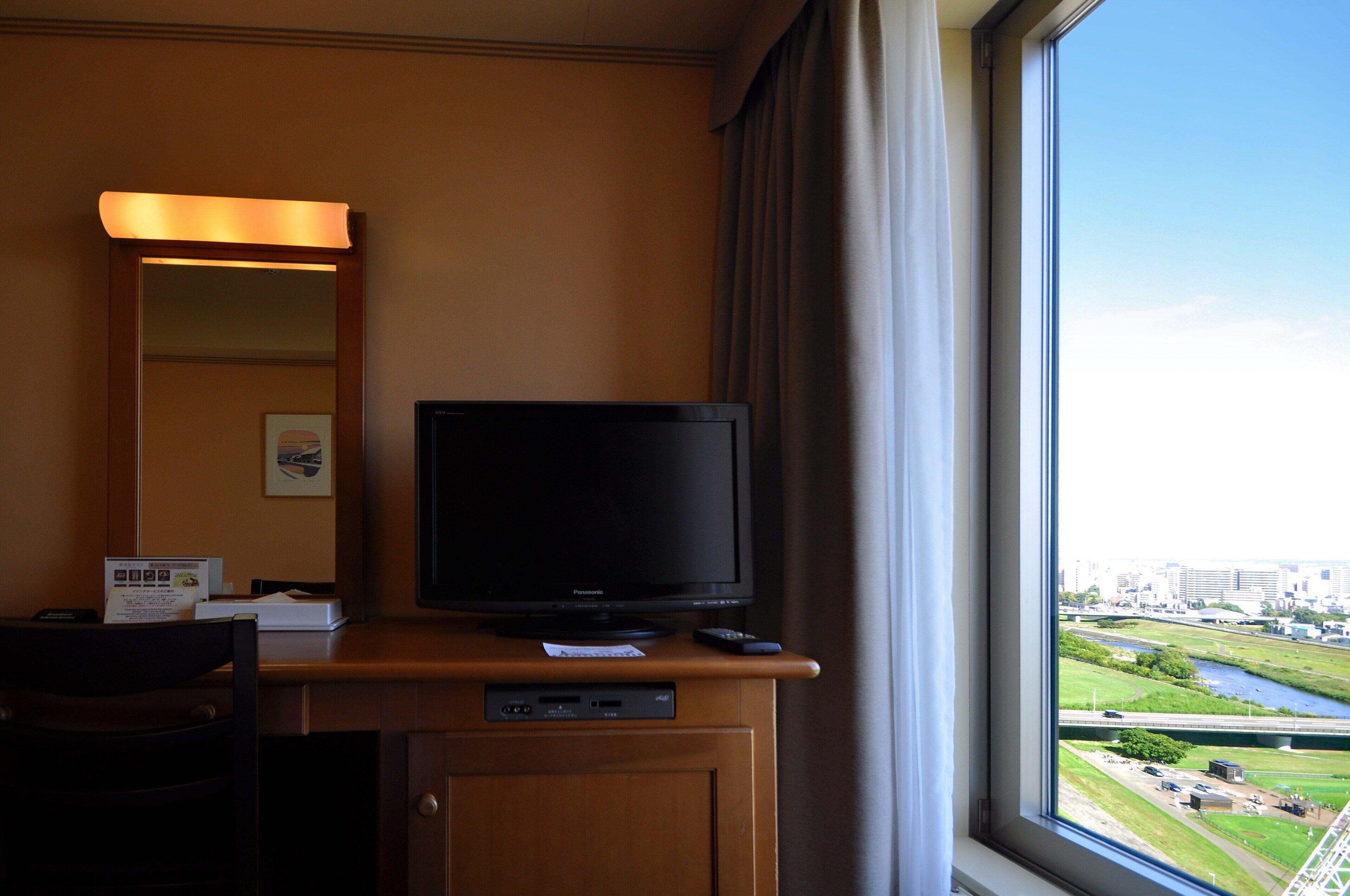 1 bedroom, desk, blackout curtains, iron/ironing board