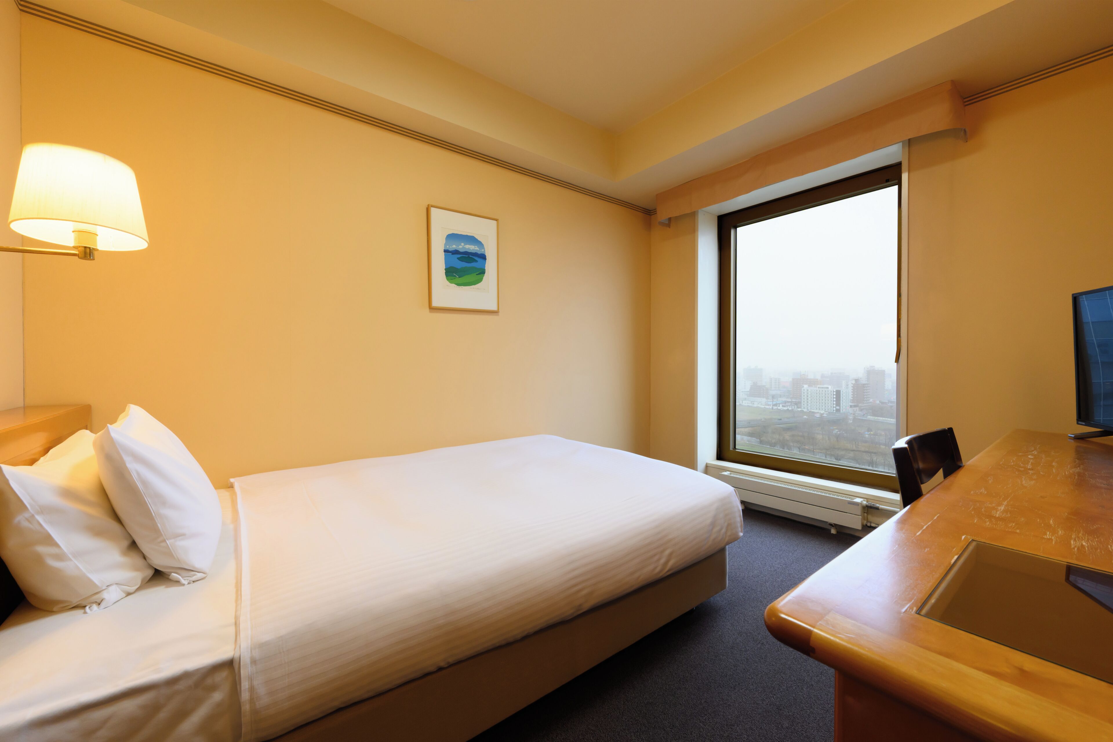 Desk, blackout curtains, iron/ironing board, bed sheets