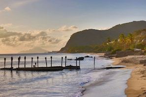 On the beach, scuba diving