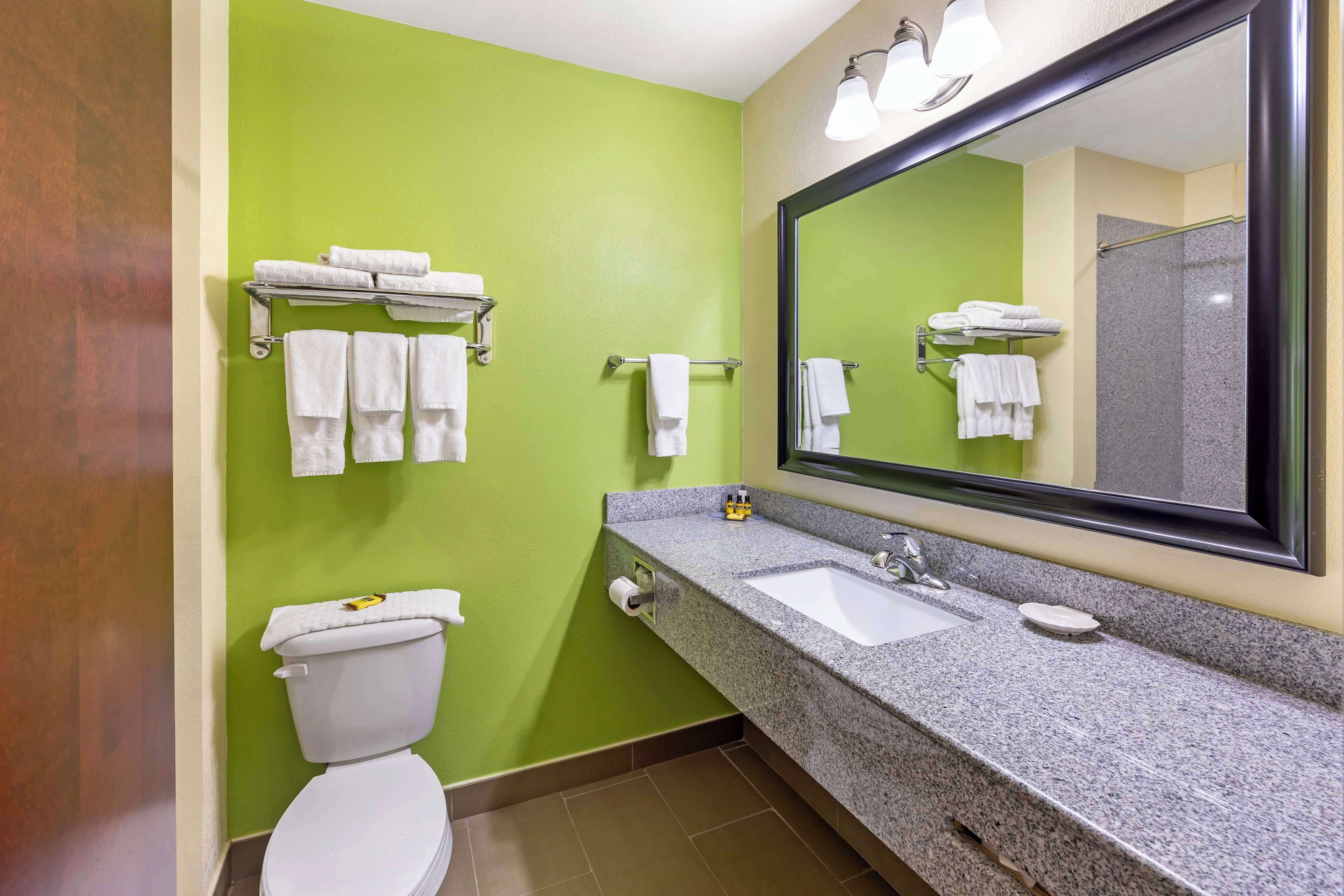 free toiletries, hair dryer, towels