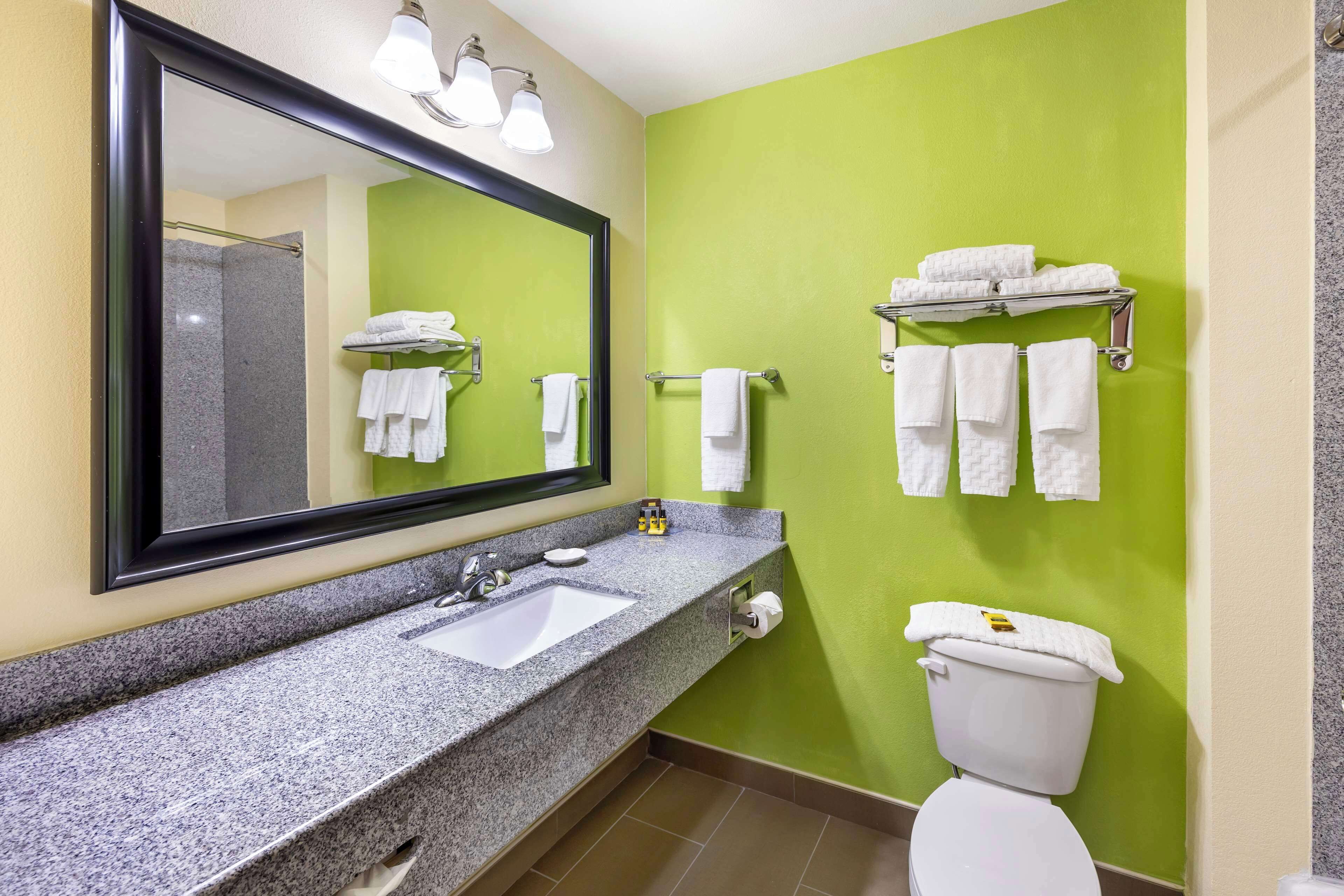 free toiletries, hair dryer, towels