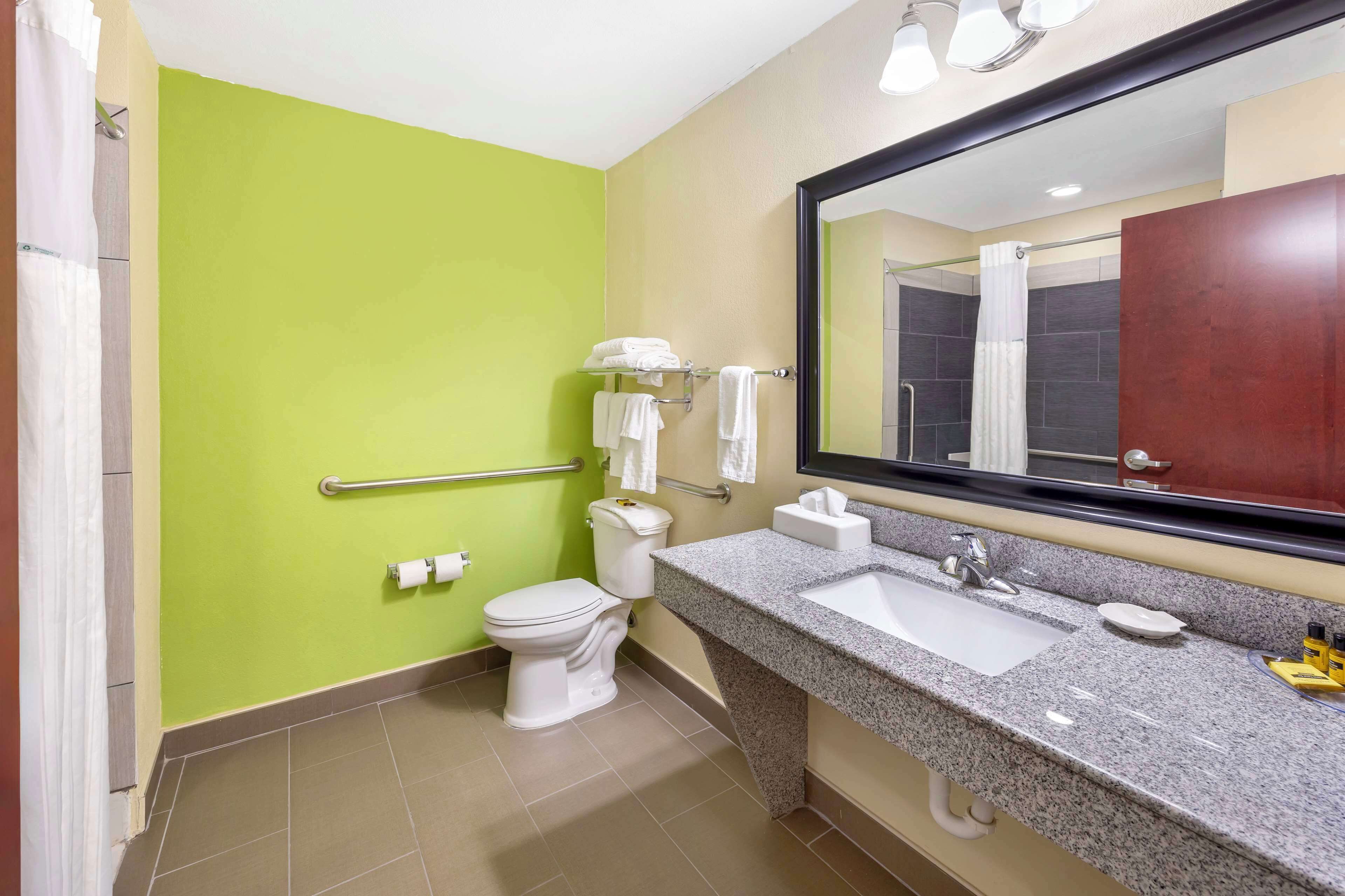 free toiletries, hair dryer, towels