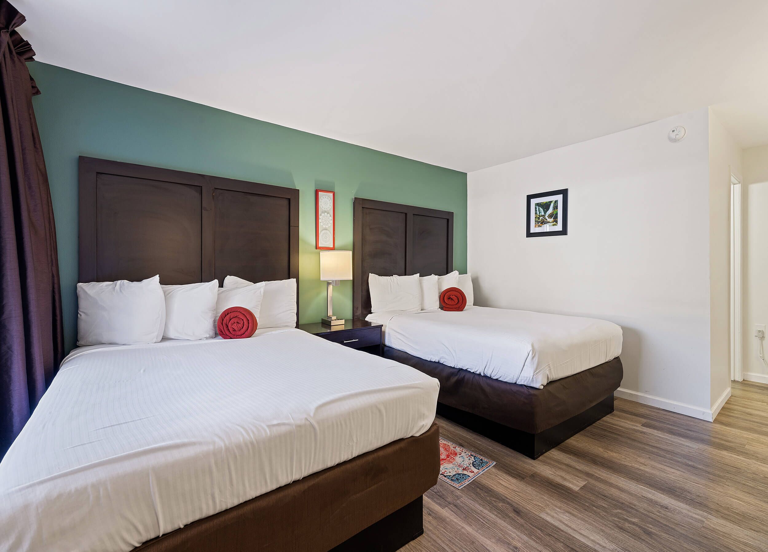 Deluxe Room, 2 Queen Beds, Non Smoking | Desk, blackout drapes, free WiFi, bed sheets