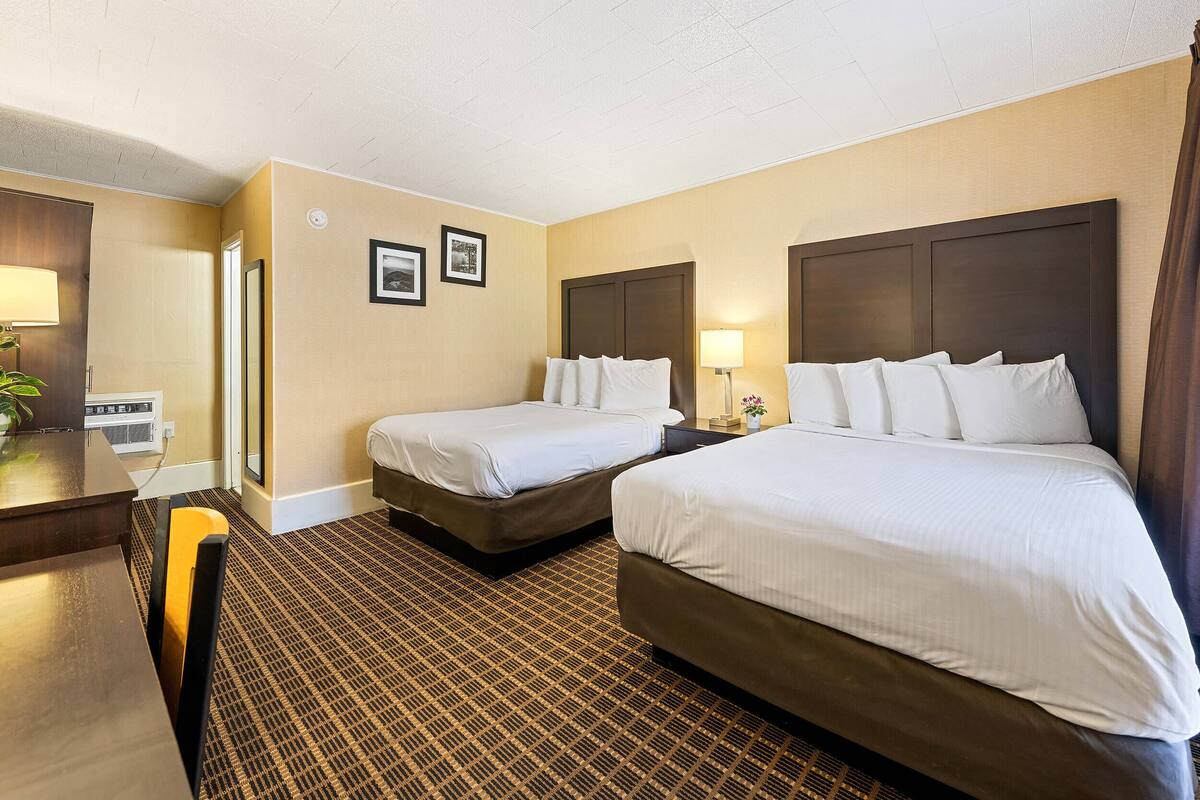 Room, 2 Queen Beds, Non Smoking | Desk, blackout drapes, WiFi (free), bed sheets