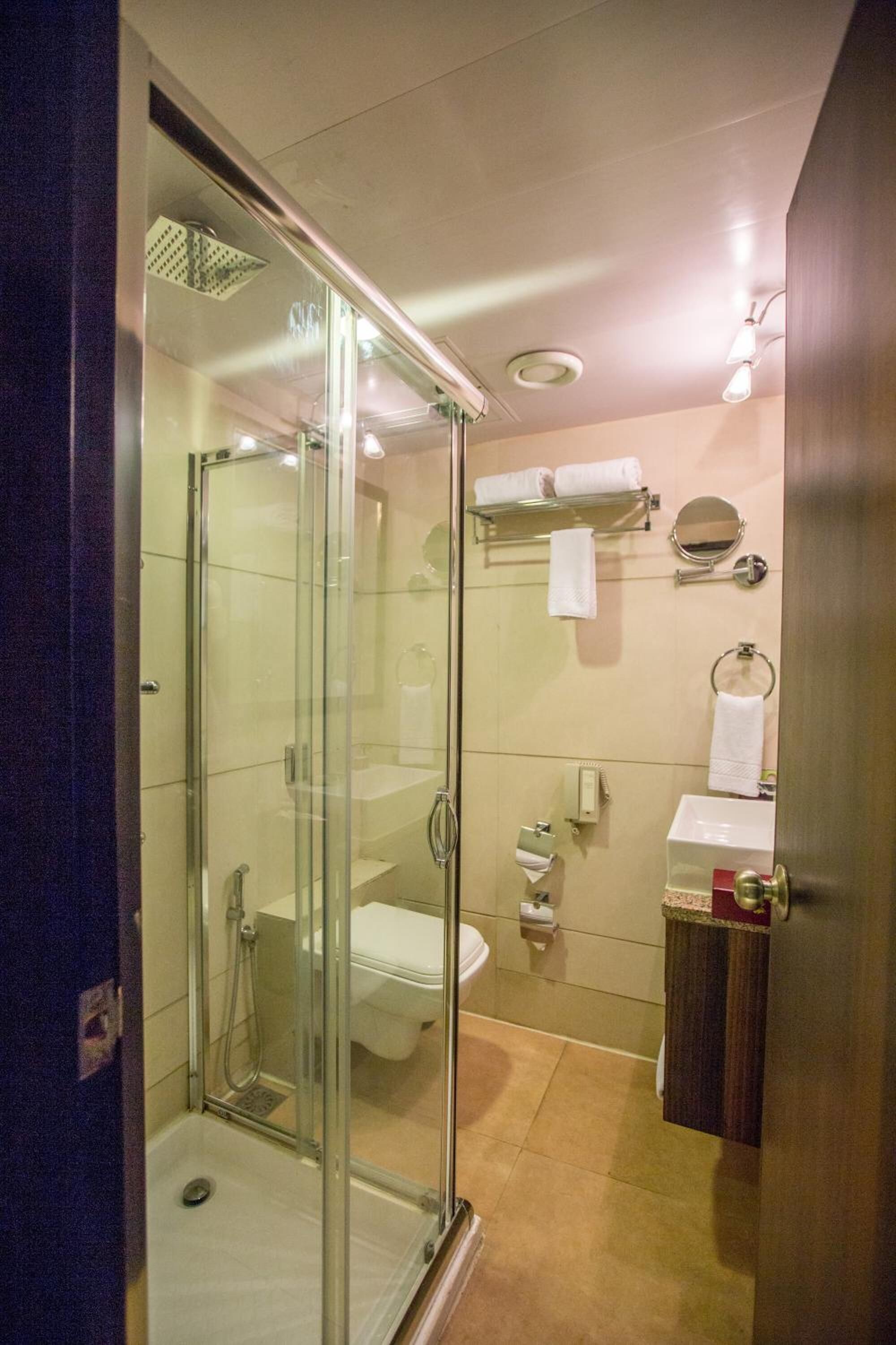 free toiletries, hair dryer, towels