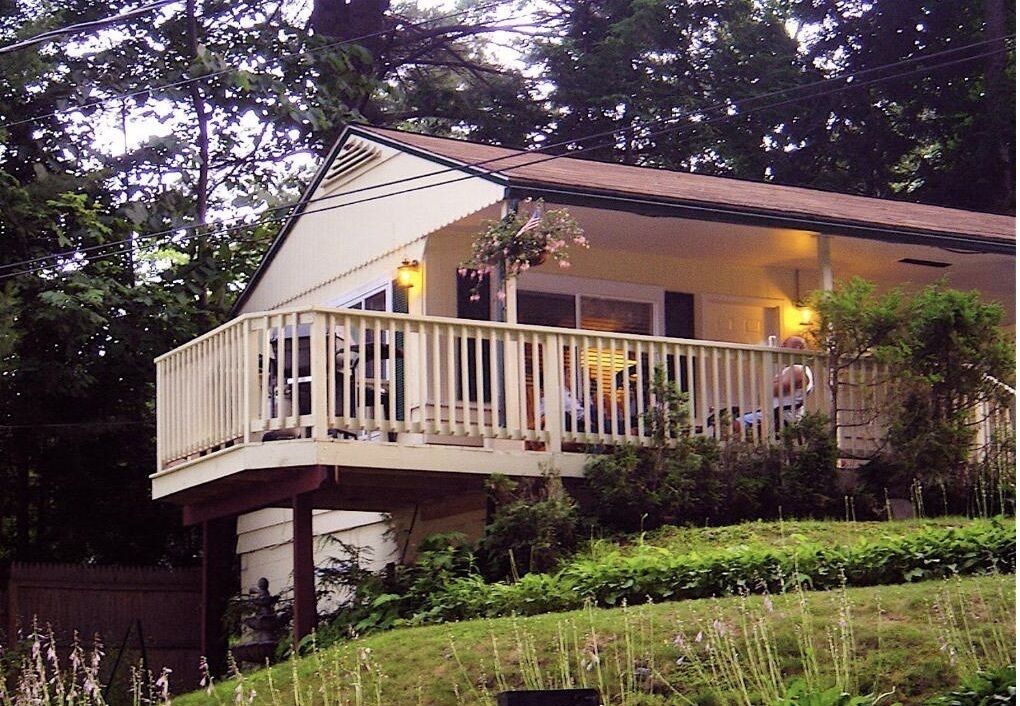 studio room, 1 queen bed and 1 double bed, private deck, kitchenette | water view