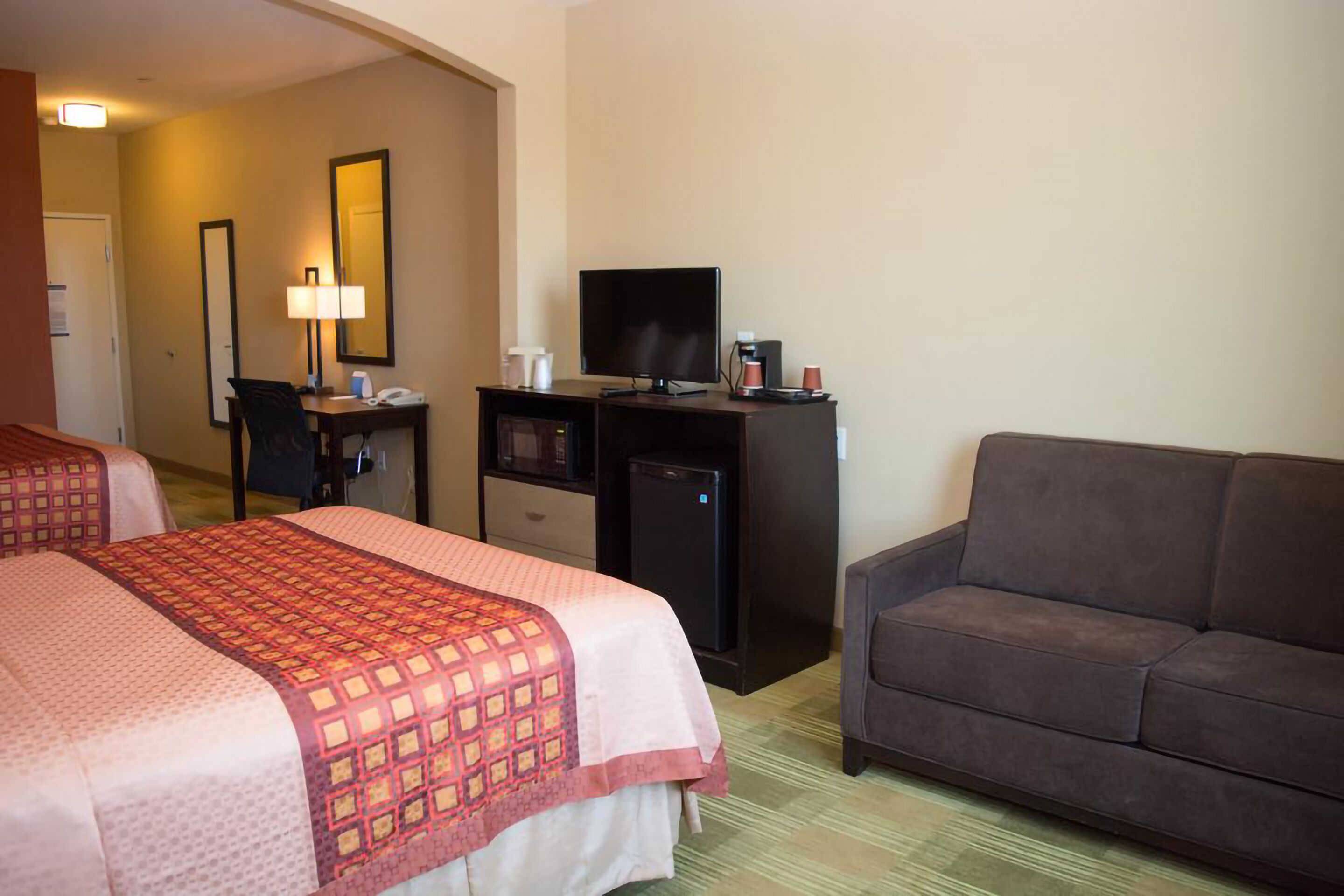 individually decorated, individually furnished, desk, blackout curtains