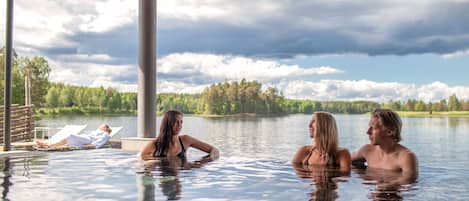 2 indoor pools, 2 outdoor pools, open 9 AM to 8 PM, sun loungers