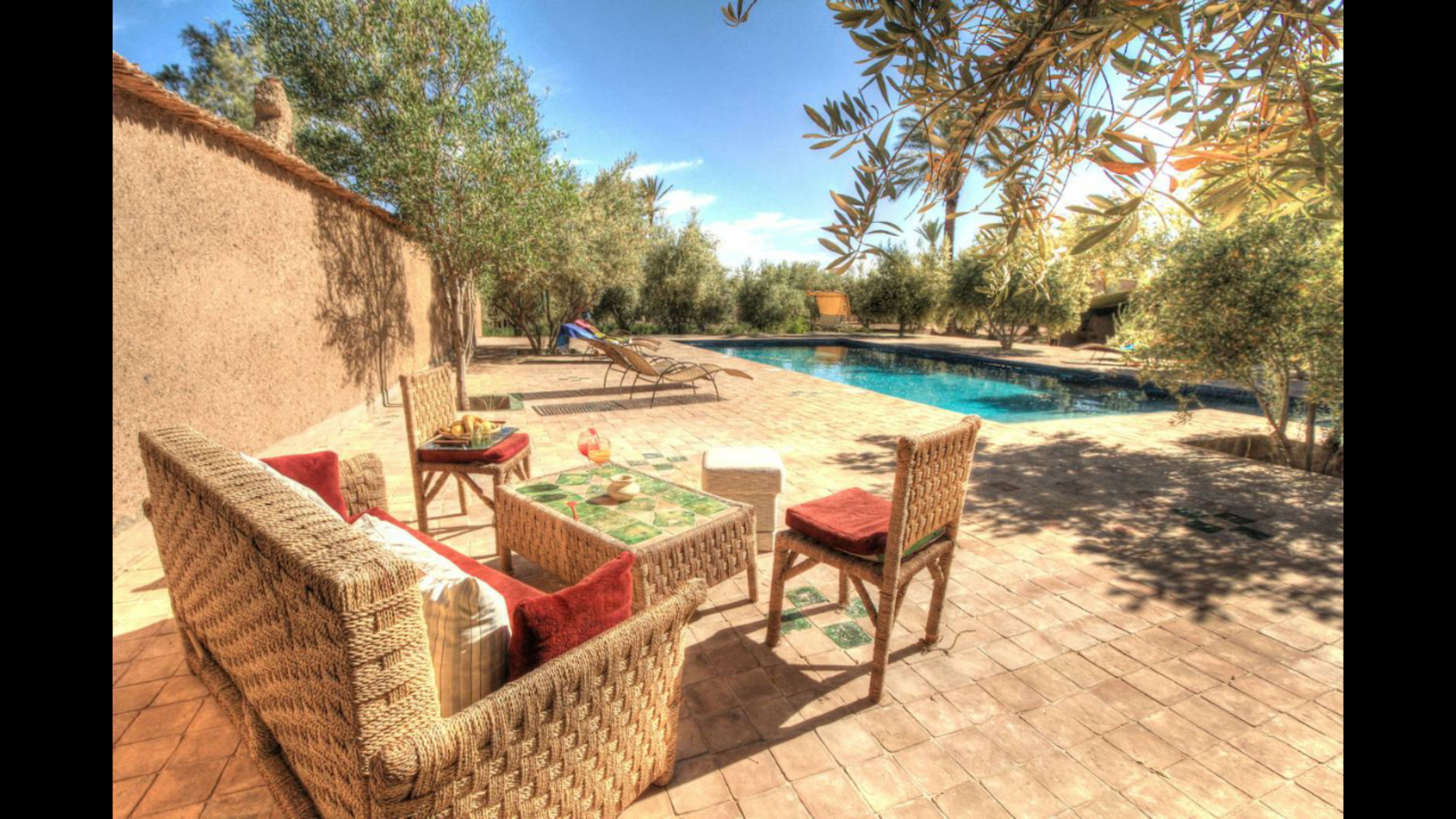 Outdoor pool, pool loungers