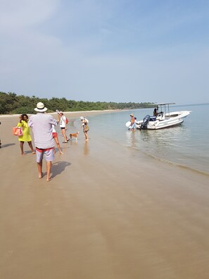 Playa privada, sombrillas, toallas de playa y pesca 