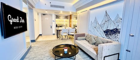 New Junior Suite (Non Smoking) | Living area | 50-inch Smart TV with cable channels