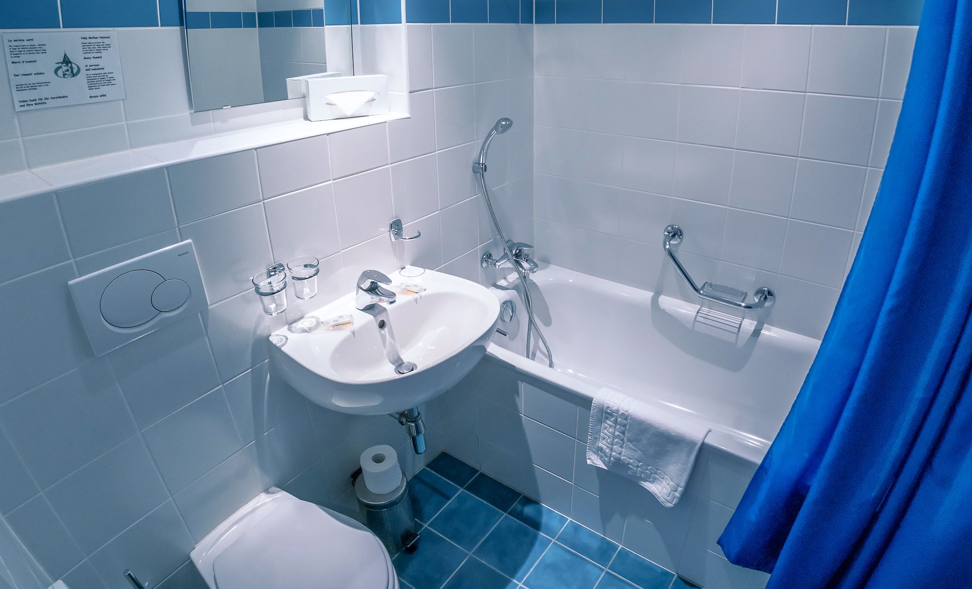 free toiletries, hair dryer, towels