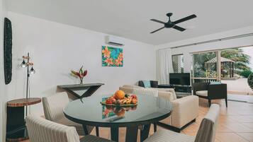 Villa, 2 Bedrooms, Beach View, Beachfront | Living area | 0-cm LCD TV with digital channels, TV