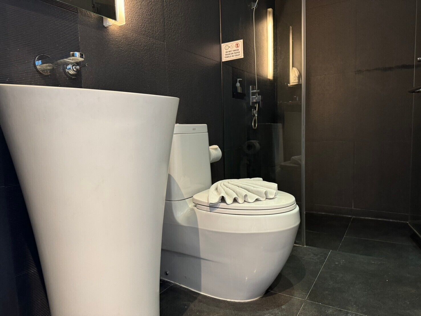 shower, rainfall showerhead, free toiletries, hair dryer