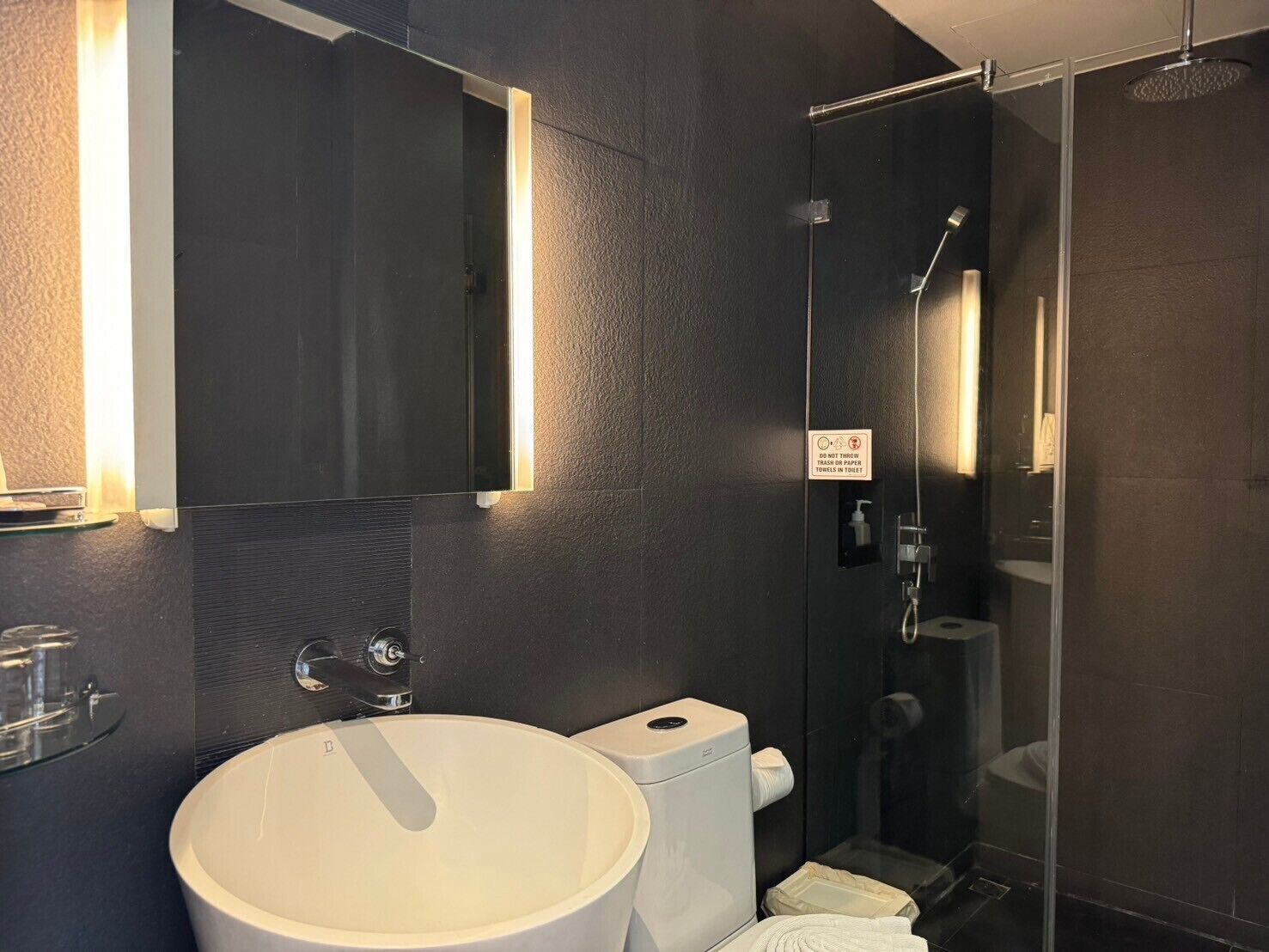 shower, rainfall showerhead, free toiletries, hair dryer