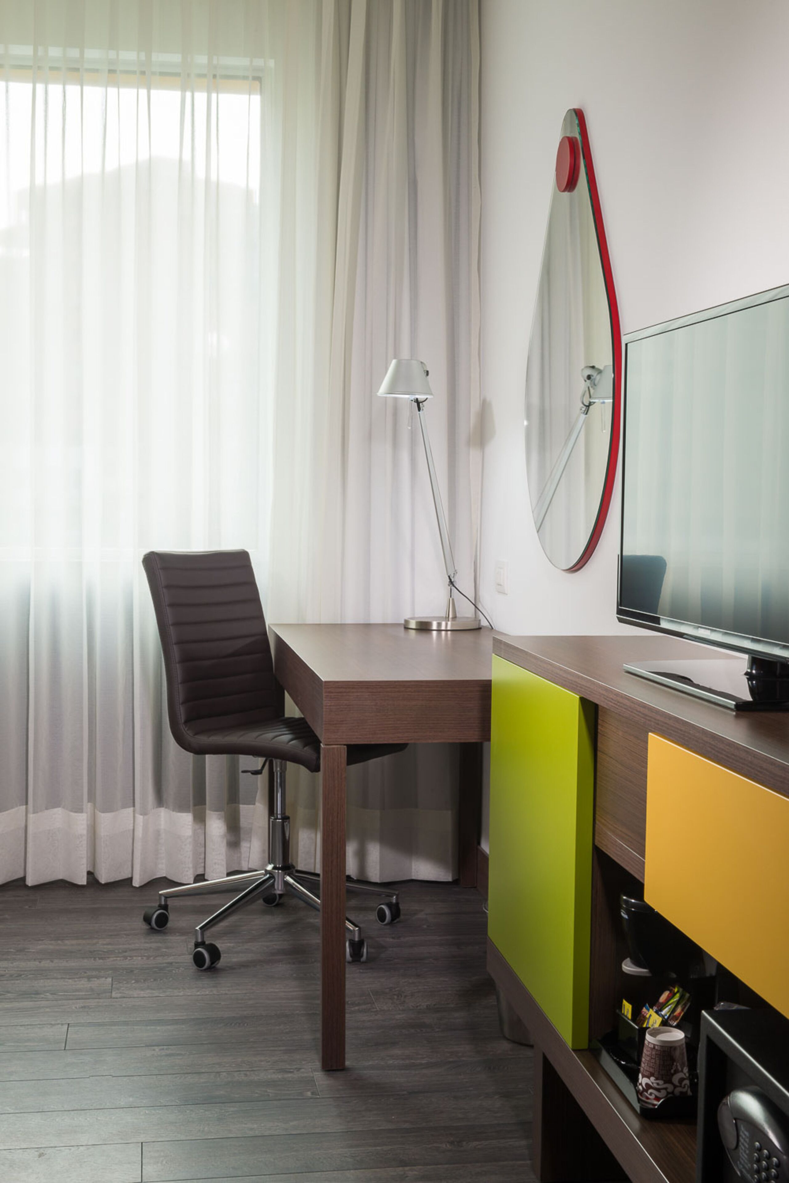 room, 1 queen bed with sofa bed, non smoking, refrigerator | television