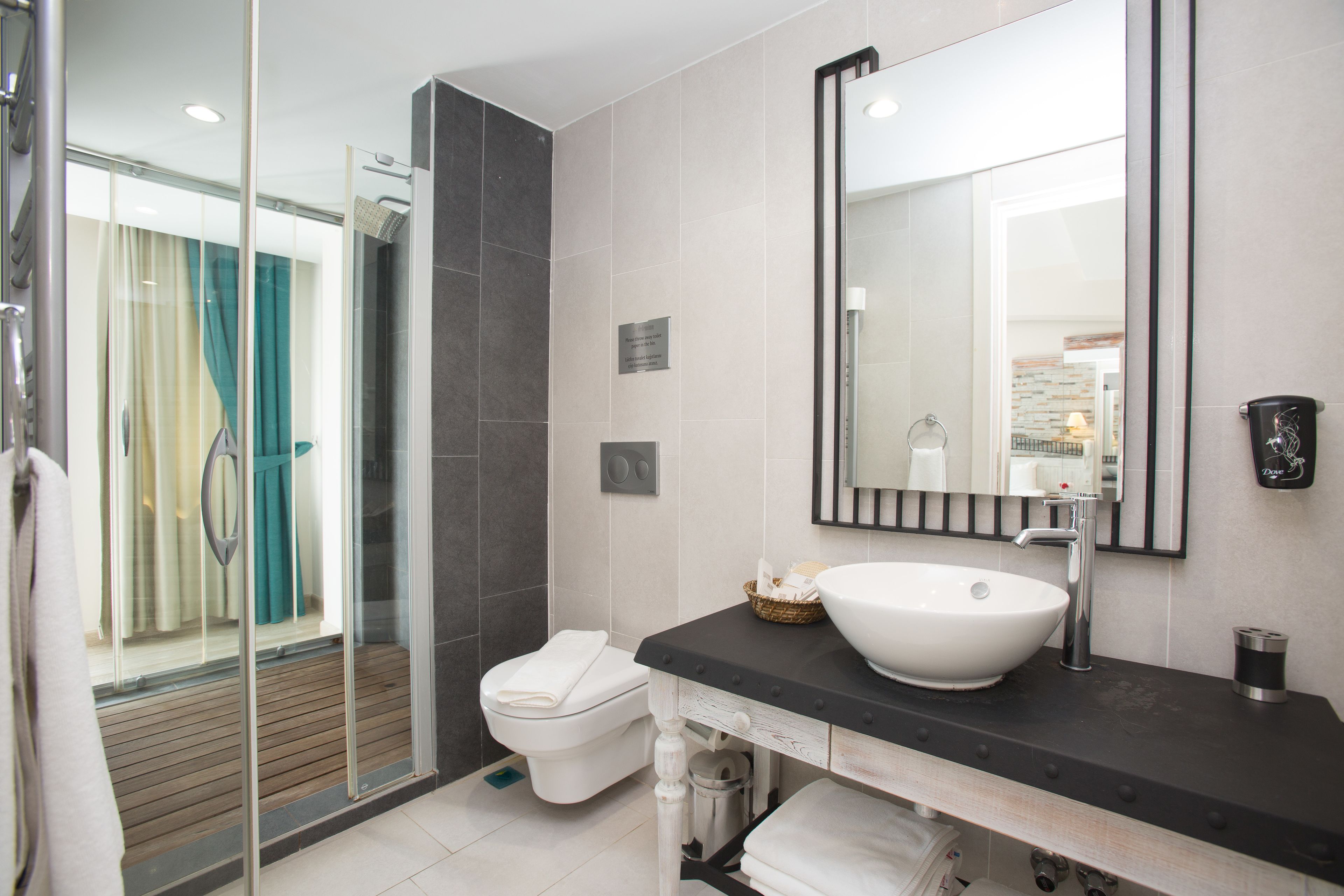 shower, free toiletries, hair dryer, slippers