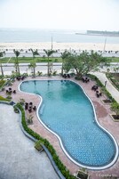 Outdoor pool, open 6:00 AM to 8:00 PM, sun loungers