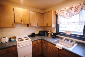 Fridge, microwave, coffee/tea maker