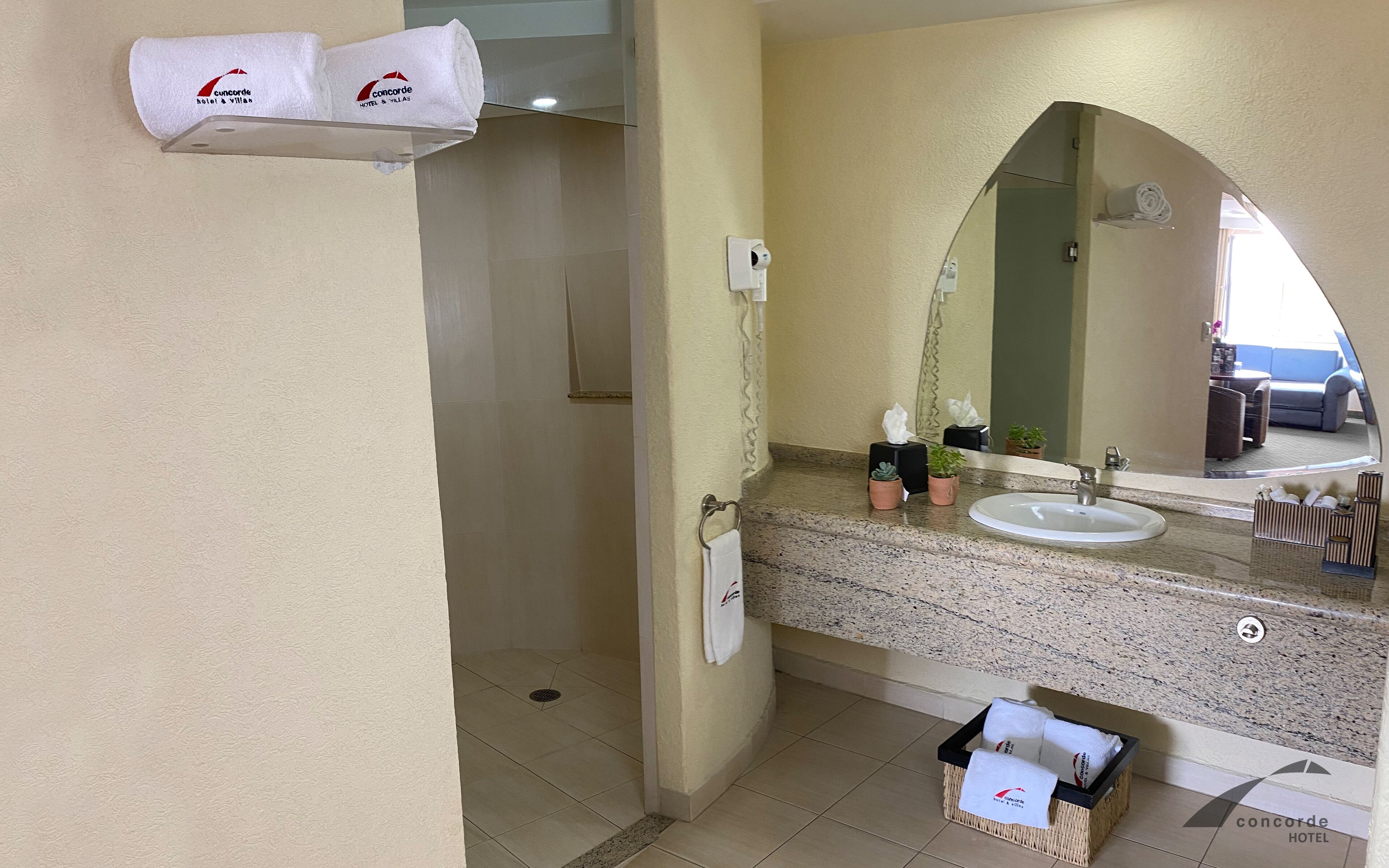 family room | bathroom | free toiletries, hair dryer, towels