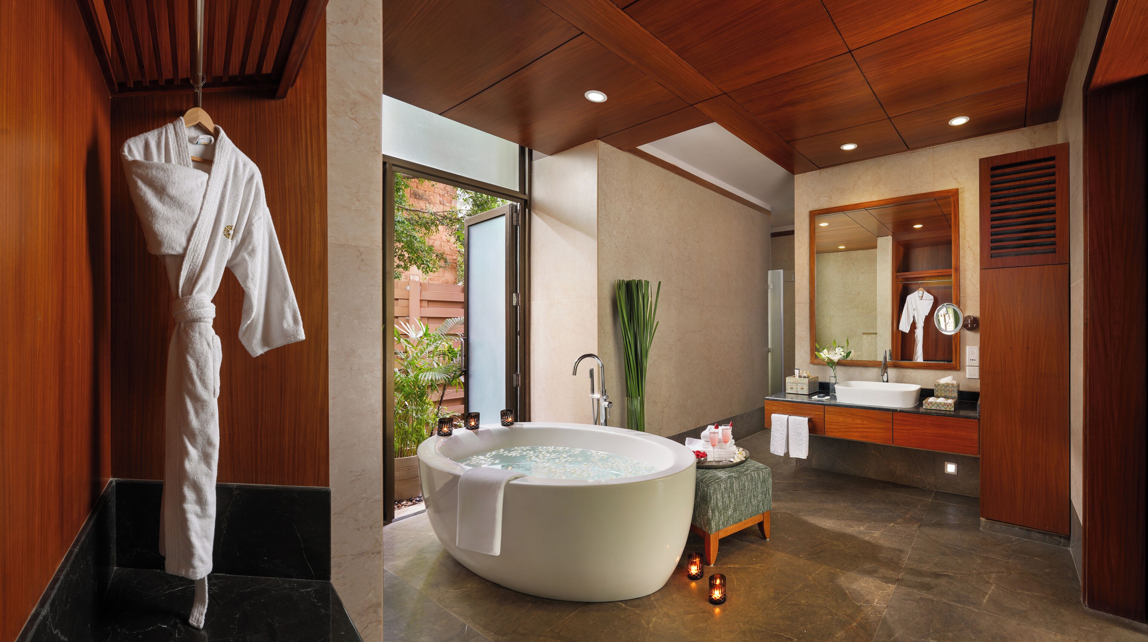 luxury suite | bathroom | free toiletries, hair dryer, bathrobes, slippers