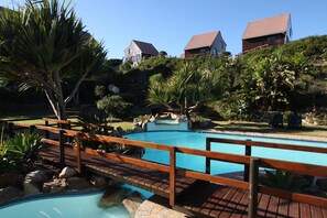 Outdoor pool, pool loungers