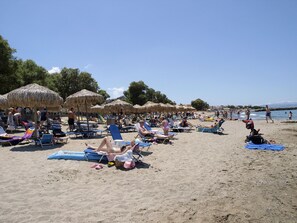 Sun loungers, beach umbrellas