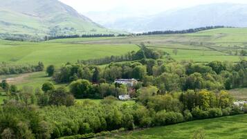 Escape to a serene rural haven surrounded by lush trees and a well-maintained garden.