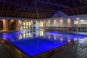 Indoor pool, outdoor pool, sun loungers