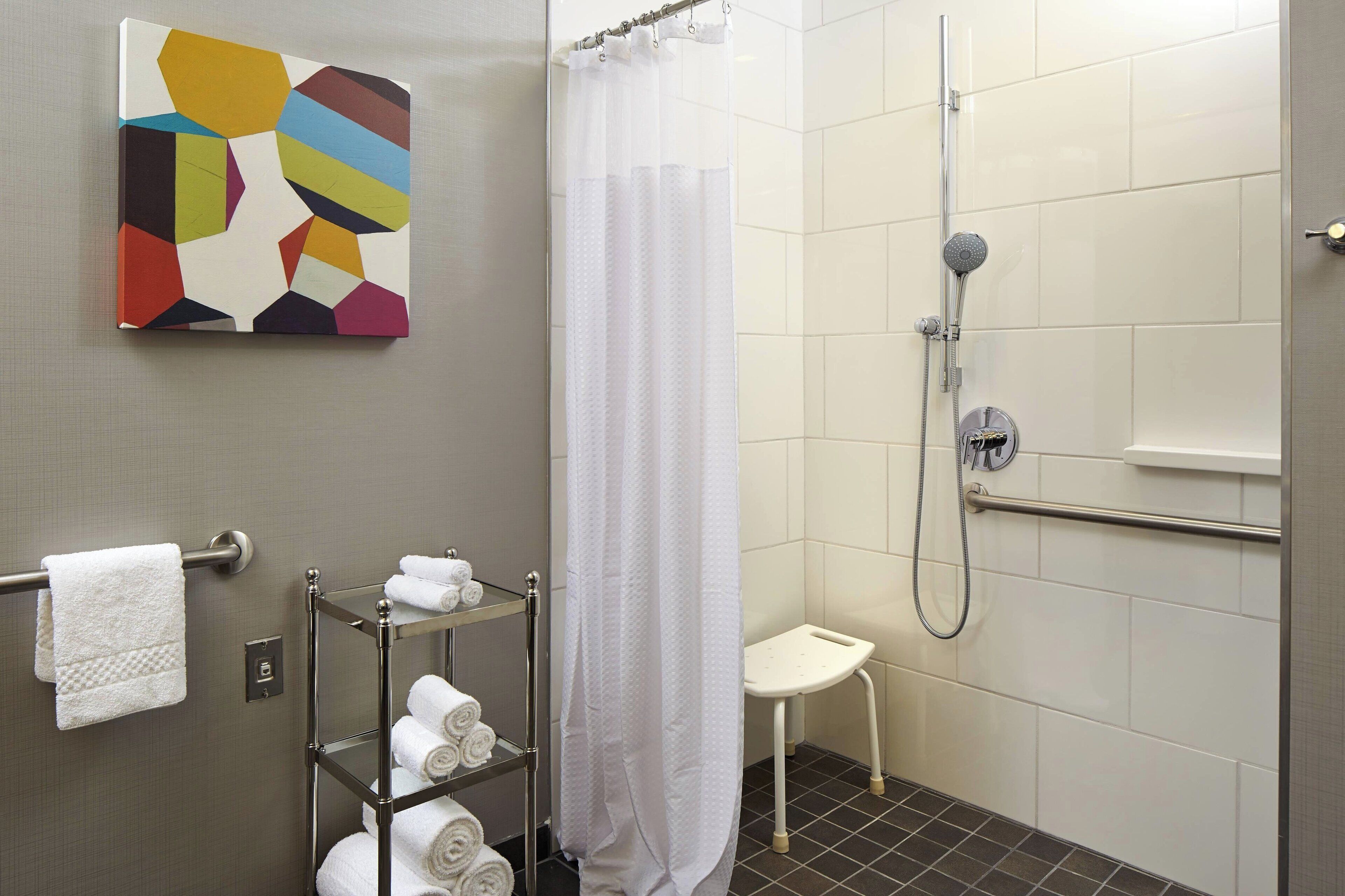 free toiletries, hair dryer, towels