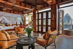 Honeymoon Studio Suite, Ocean View (Grotto Suite) | Living area - Caille Blanc Villa & Hotel - Adults Only (Soufrière)