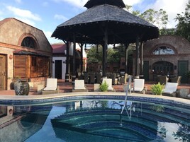 Outdoor pool, sun loungers
