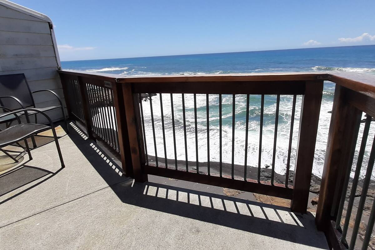 panoramic room, 1 king bed, hot tub, ocean view | balcony view