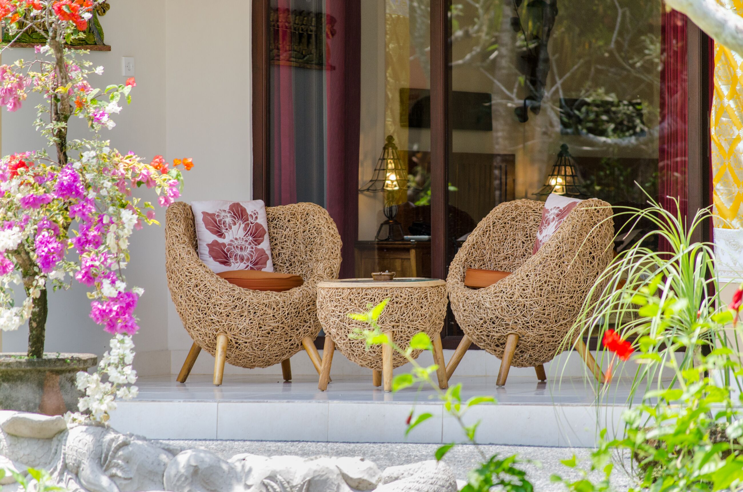 double or twin room, garden view | terrace/patio