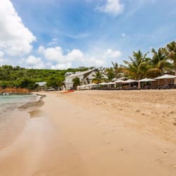 On the beach, sun loungers, beach umbrellas, beach towels