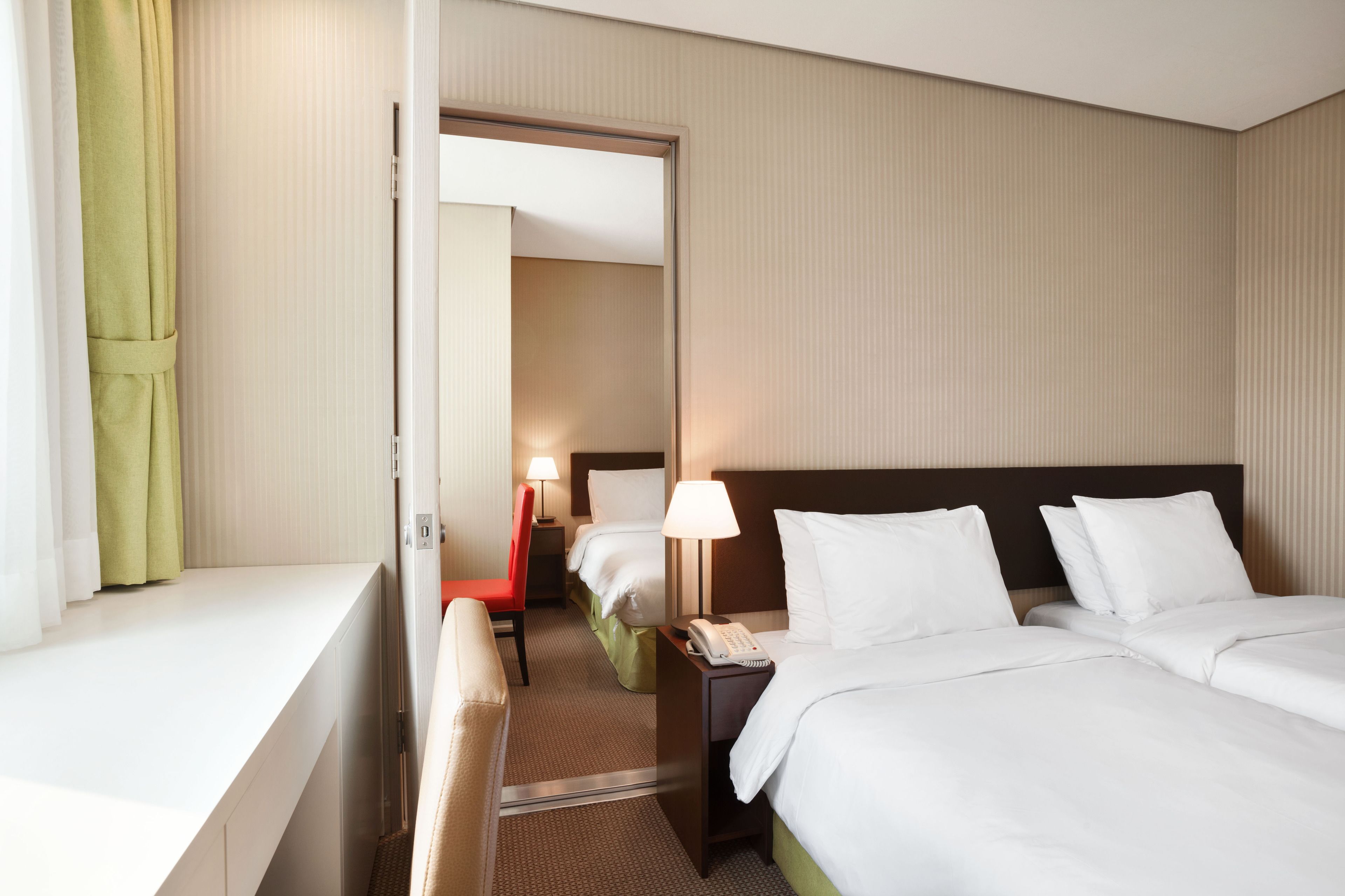 Family Twin Room (1 Single & 1 Double) | In-room safe, desk, iron/ironing board, free WiFi