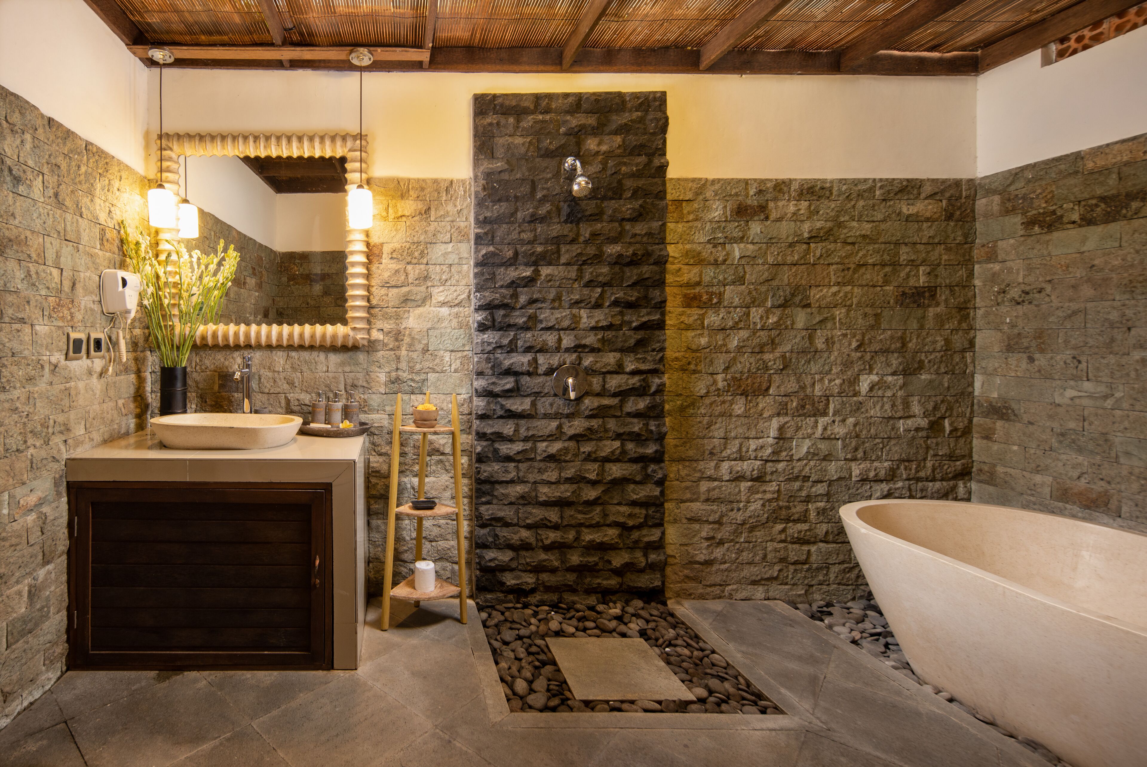 luxury three bedroom private pool villa with free benefits | bathroom | separate bathtub and shower, free toiletries, hair dryer, bathrobes