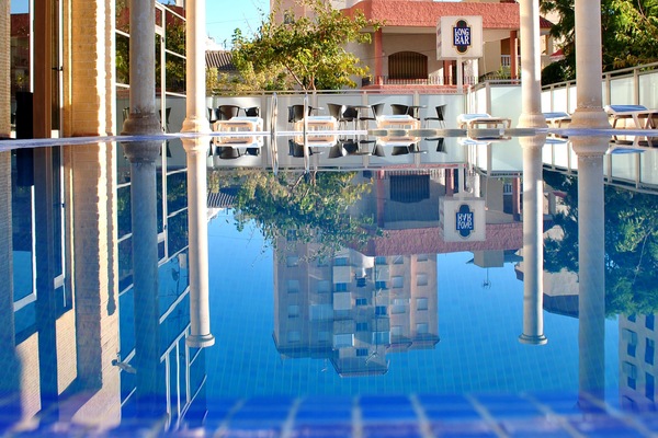 Seasonal outdoor pool, open 10:30 AM to 8:00 PM, sun loungers