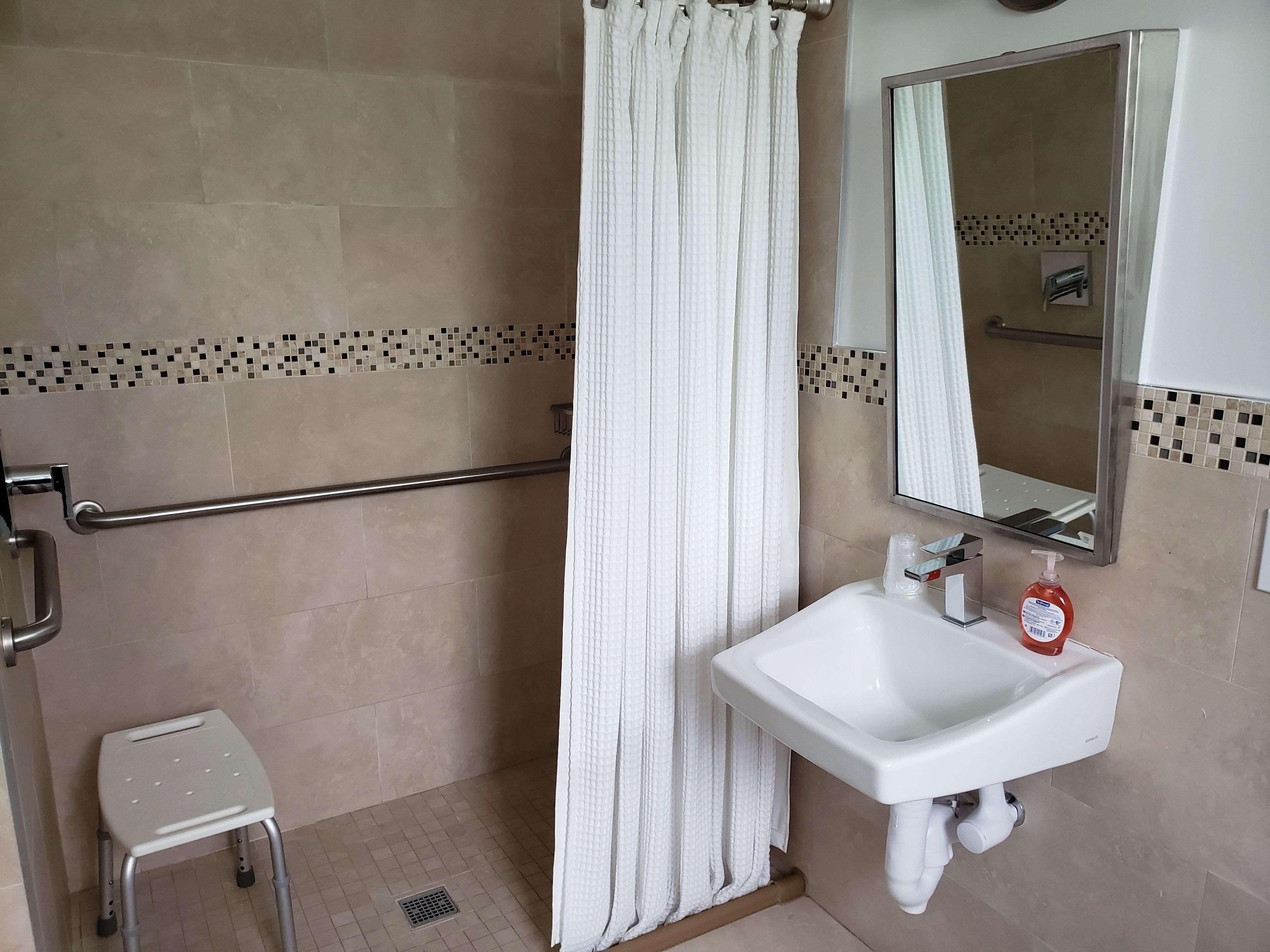 room, 1 queen bed, accessible, non smoking | bathroom | combined shower/bathtub, free toiletries, hair dryer, bathrobes