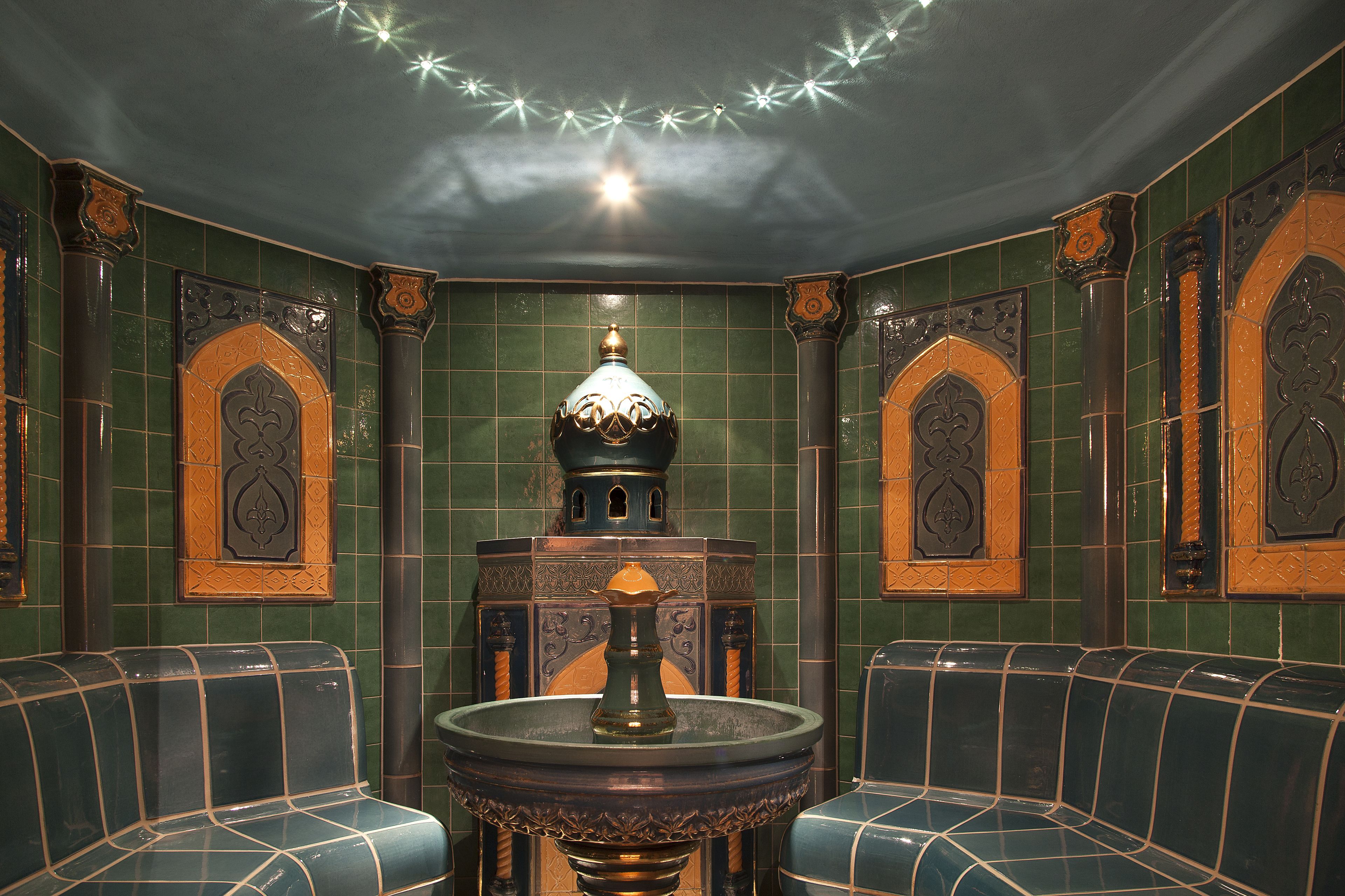 steam room, facials, manicures and pedicures